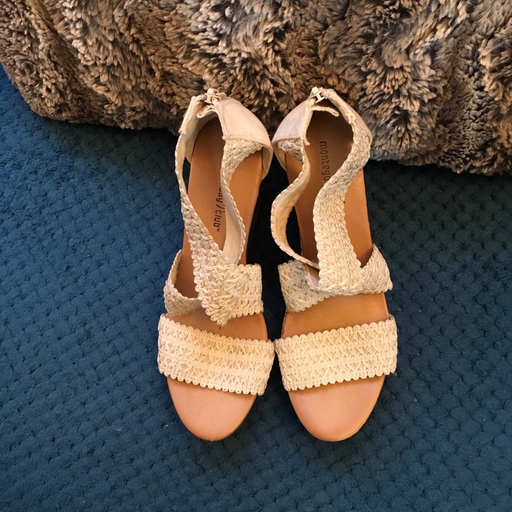 Cream Woven Wedge Sandals, gorgeous! Like new! 7.5